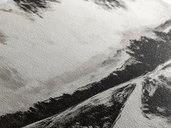 Country Road, Black and White, Minimalist, Framed Canvas Print, Rustic Landscape, Entryway Wall Art, Neutral Wall Decor, Farmhouse Style