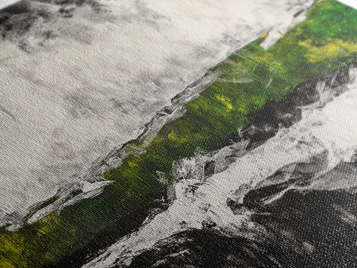 Abstract Expressionism, Black White Green, Dramatic Landscape, Framed Canvas Print, Modern Wall Art, Statement Artwork, Living Room Decor