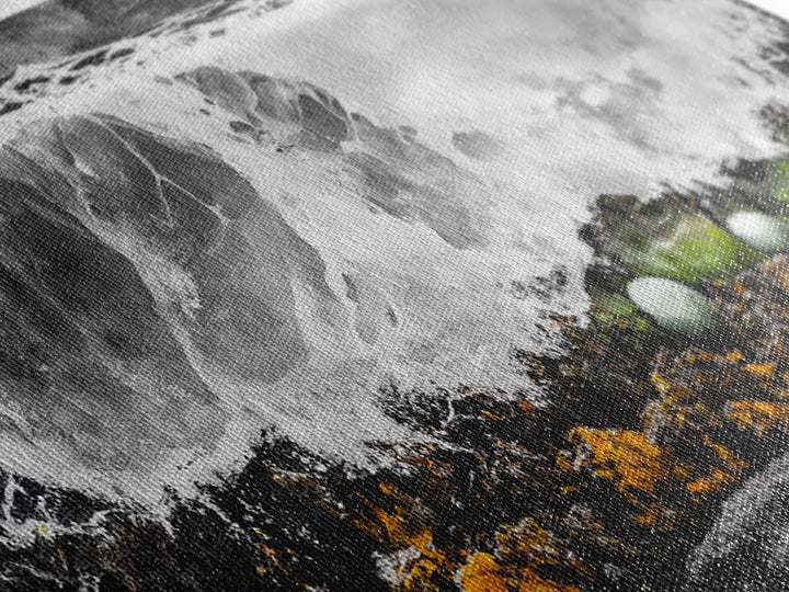 Crashing Waves, Ocean Foam, Textured Seascape, Black and White Art, Coastal Home Decor, Nautical Wall Art, Modern Art, Framed Canvas Print