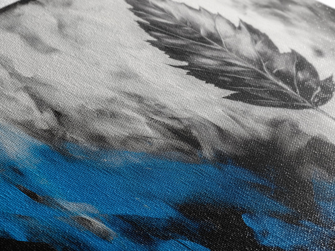 Black Leaf, Abstract Nature Art, Monochrome Wall Art, Canvas Print, Modern Minimalist Decor, Office Wall Art, Boho Art