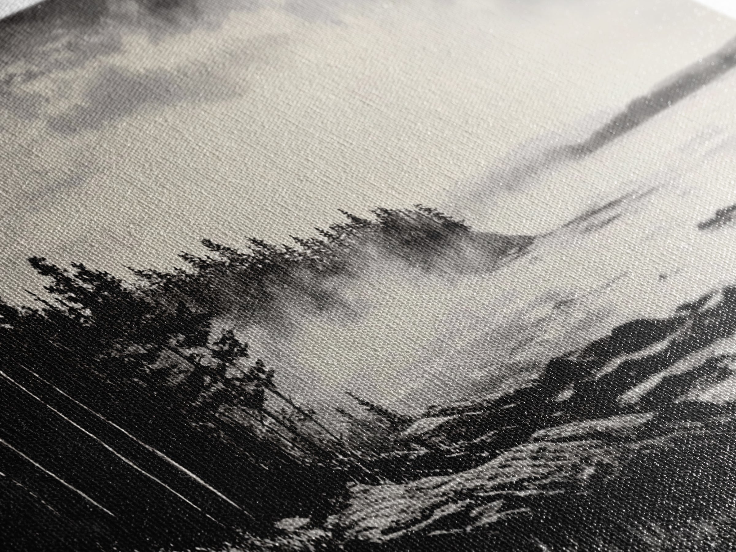 Foggy Coast, Misty Landscape Art, Black and White Wall Art, Canvas Print, Nature Wall Art, Cabin Decor, Moody Art