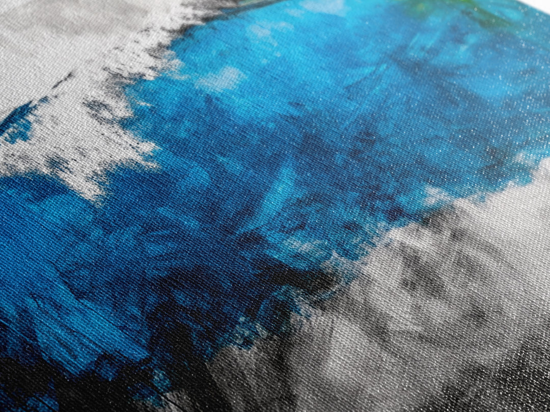 Abstract Ocean, Blue Wave, Coastal Art, Nautical Decor, Living Room Wall Art, Contemporary Seascape, Beach Theme, Framed Canvas Print