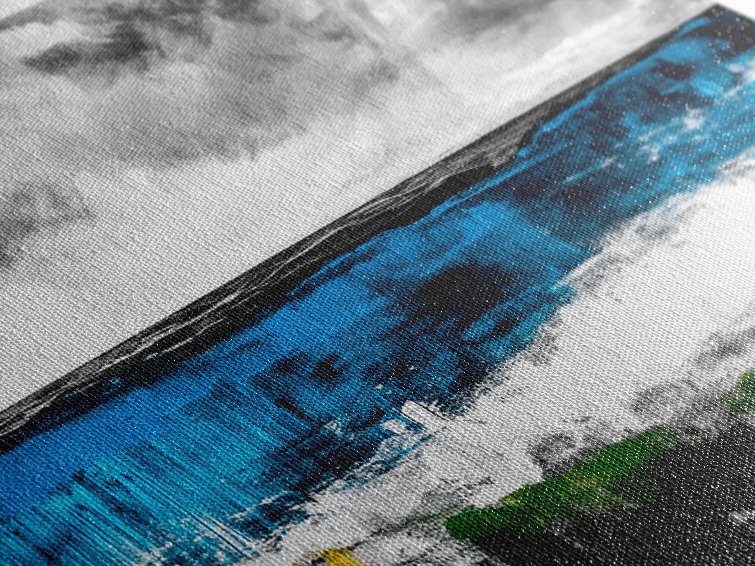 Abstract Coastal Art, Blue and Yellow Canvas Print, Modern Seascape Wall Decor, Ocean Painting, Living Room Artwork, Framed Canvas Print