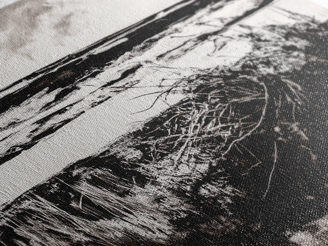 Coastal, Minimalist, Black and White, Framed Canvas Print, Ocean Sunset Wall Art, Beach House Decor, Nautical Artwork, Serene Seascape