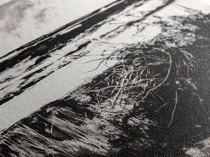 Coastal, Minimalist, Black and White, Framed Canvas Print, Ocean Sunset Wall Art, Beach House Decor, Nautical Artwork, Serene Seascape