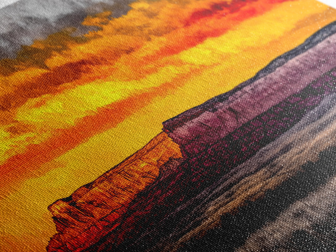 Desert, Sunset, Southwest, Framed Canvas Print, Bold Canyon Painting, Warm Earth Tones Wall Art, Western Home Decor, Scenic Landscape