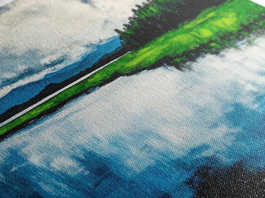 Blue Lake, Reflection Landscape, Nature Wall Art, Framed Canvas Print, Large Canvas Artwork, Modern Home Decor, Office Wall Art