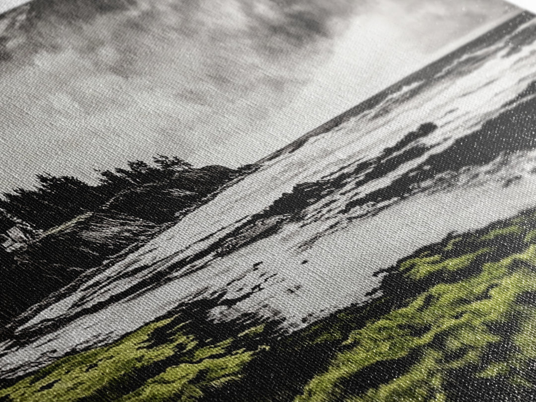 Coastal Landscape, Ocean View, Black and White Beach Art, Canvas Print, Seaside Home Decor, Nautical Wall Art, Office Artwork