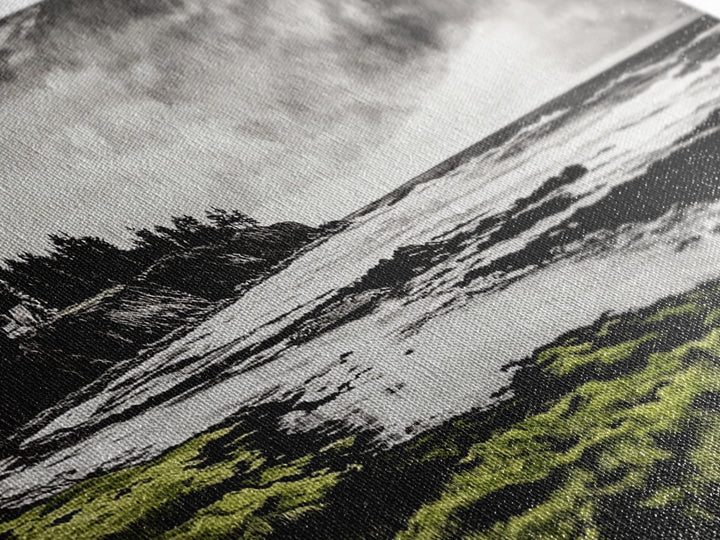 Coastal Landscape, Ocean View, Black and White Beach Art, Canvas Print, Seaside Home Decor, Nautical Wall Art, Office Artwork