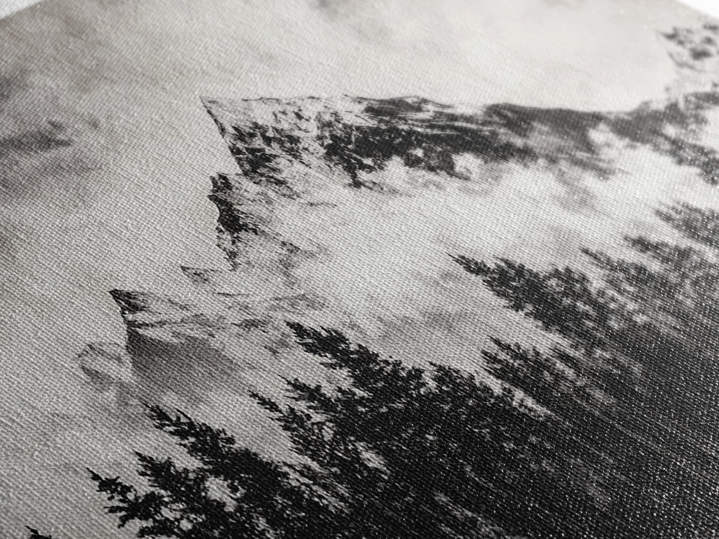 Mountain Landscape, Black and White, Framed Canvas Print, Nature Wall Art, Rustic Home Decor, Modern Farmhouse, Large Wall Art