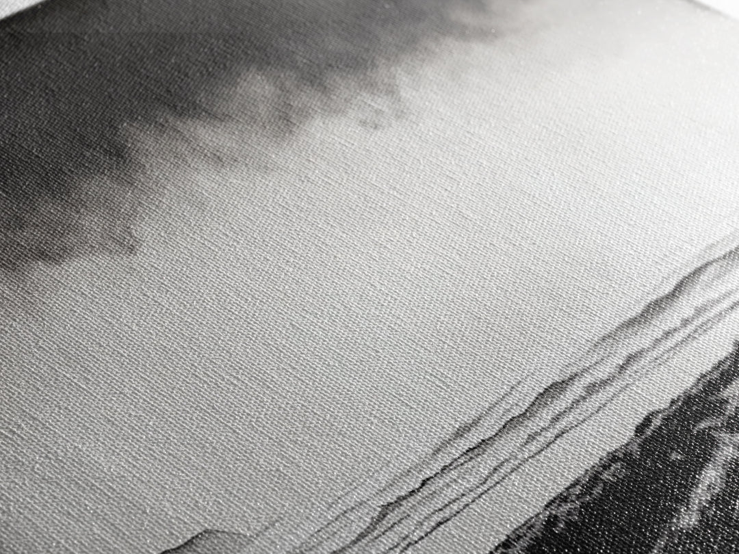 Foggy Ocean, Misty Beach, Black and White Minimalist, Canvas Print, Modern Wall Art, Bedroom Decor, Neutral Tones, Serene Seascape