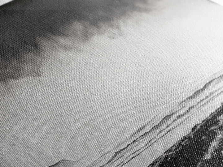 Foggy Ocean, Misty Beach, Black and White Minimalist, Canvas Print, Modern Wall Art, Bedroom Decor, Neutral Tones, Serene Seascape