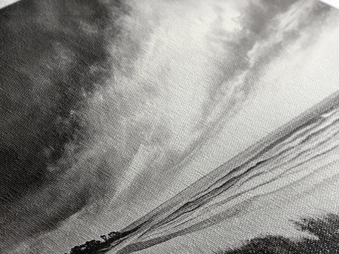 Coastal Storm, Dramatic Beach Scene, Black and White Seascape, Modern Coastal Art, Neutral Wall Decor, Canvas Print, Living Room Art