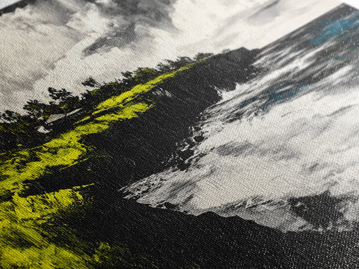 Cliffside Ocean View Landscape, Black and White Seascape, Nautical Wall Decor, Living Room Art, Beach House Scene, Framed Canvas Print