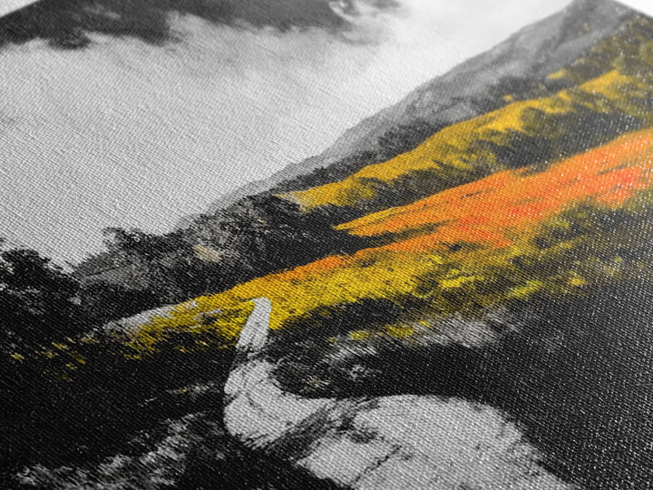 Rolling Hills, Country Path, Black and White Landscape, Canvas Print, Autumn Fields, Minimalist Wall Art, Living Room Decor, Bold Contrast