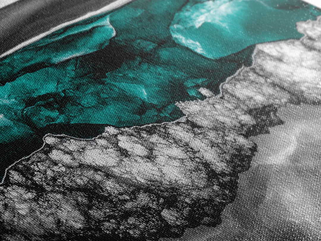 Ocean Depths, Abstract Water, Teal and Black, Framed Canvas Print, Coastal Decor, Modern Wall Art, Living Room Accent, Textured Painting