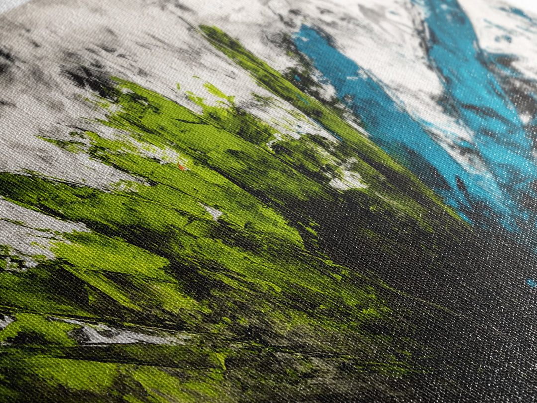 Abstract Brushstrokes, Green Blue, Modern Wall Art, Textured Painting, Large Canvas Print, Office Decor, Boho Aesthetic, Minimalist Art