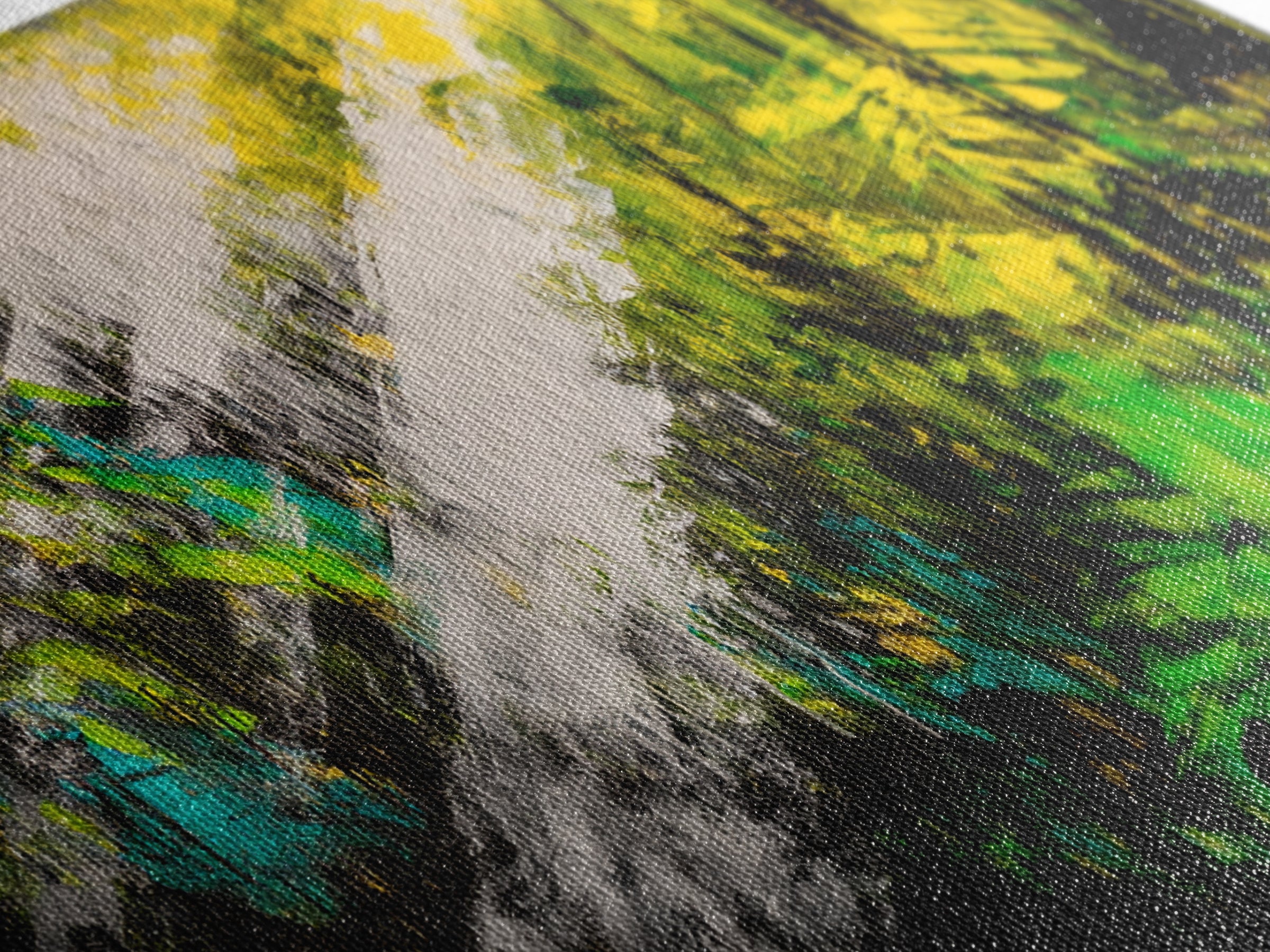 Abstract Jungle, Green Yellow, Tropical Rainforest, Canvas Print, Modern Nature Wall Art, Framed Painting, Boho Home Decor, Textured Art