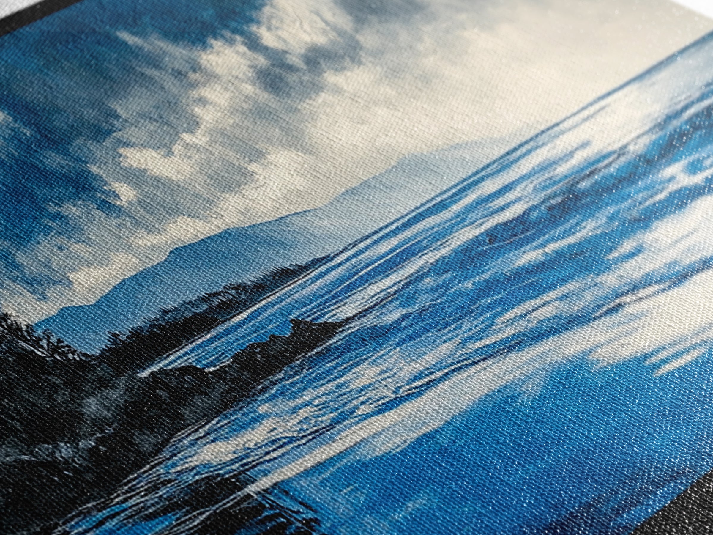 Blue Seascape, Coastal Landscape, Ocean Horizon Art, Serene Beach Painting, Nautical Wall Decor, Living Room Wall Art, Framed Canvas Print