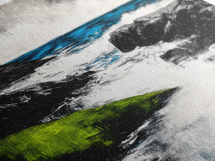 Rocky Shore, Ocean Wave Art, Coastal Seascape, Dramatic Beach Painting, Nautical Home Decor, Modern Coastal Print, Canvas Print