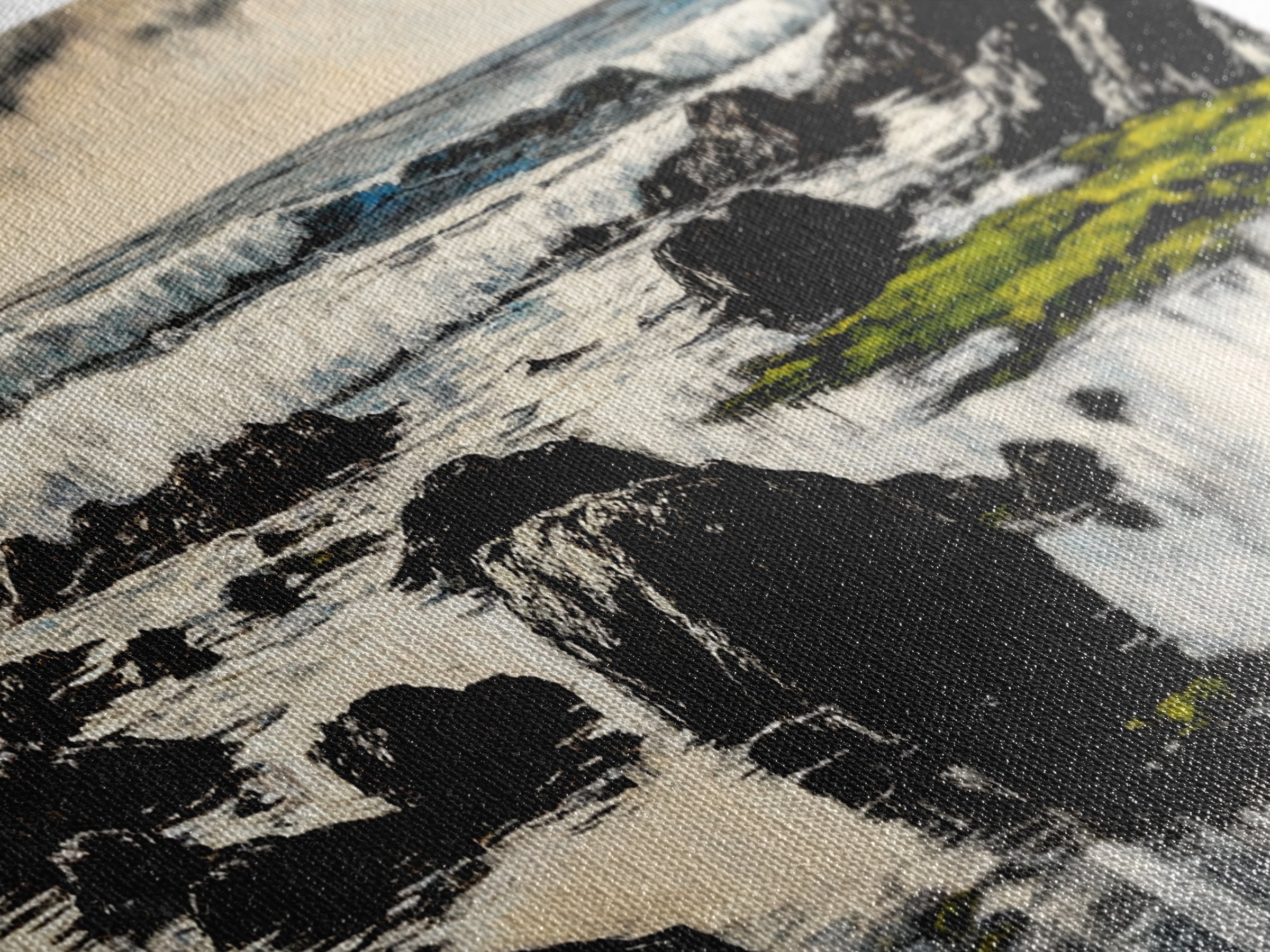 Rocky Coastline, Ocean Waves, Moody Seascape, Canvas Print, Nautical Wall Art, Monochrome Landscape, Bedroom Wall Art, Nature Aesthetic