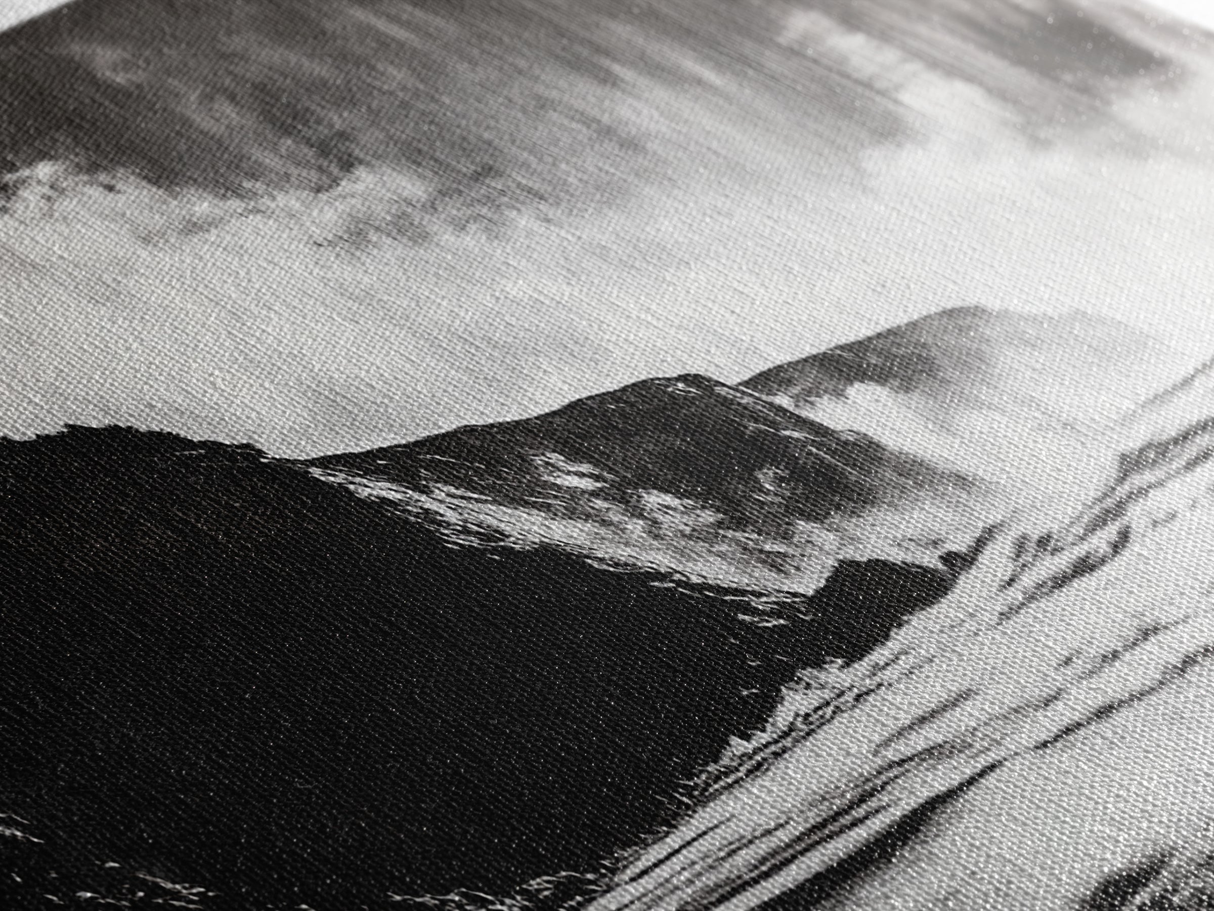 Cliffside Beach, Dramatic Seascape View, Framed Canvas Print, Black and White Art, Minimalist Decor, Bedroom Wall Art, Coastal Aesthetic