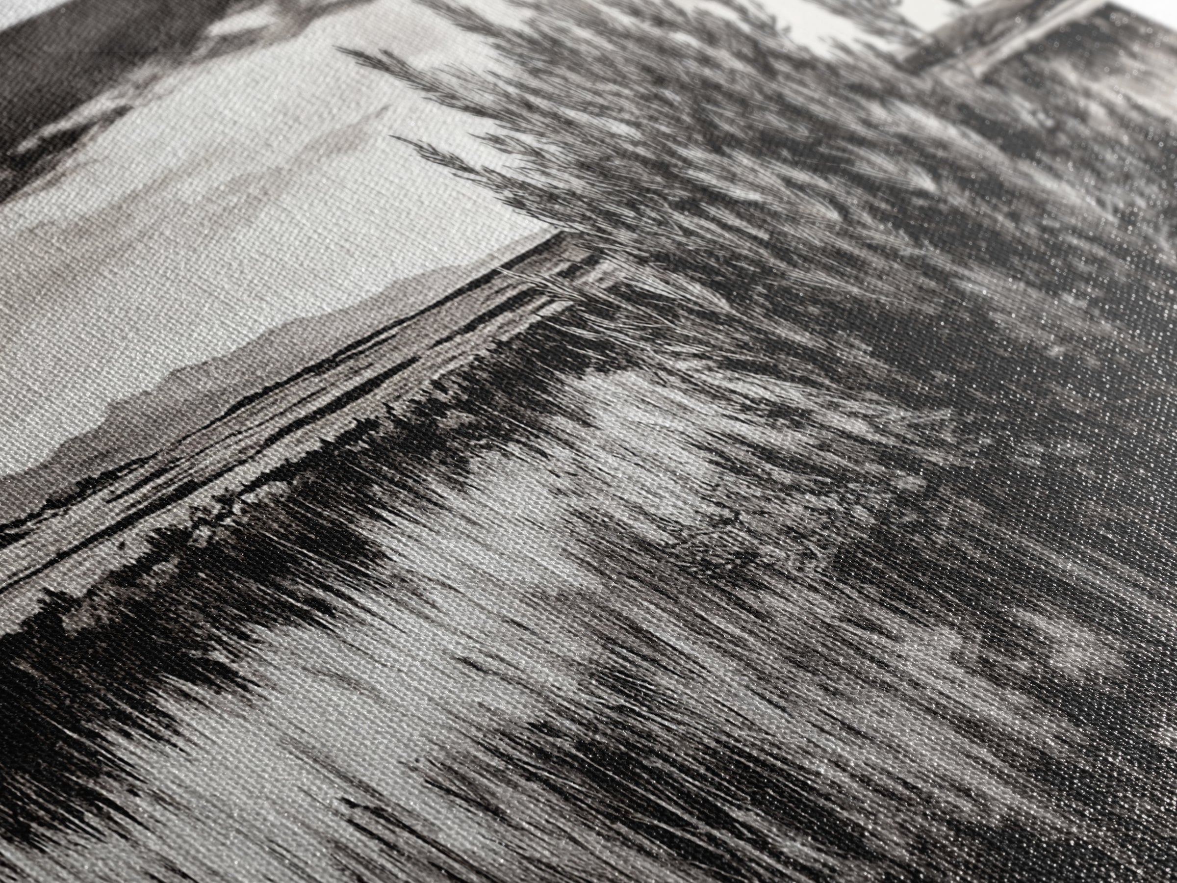 Black and White Landscape, Minimalist Canvas Print, Nature Wall Art, Rustic Country Scene, Neutral Home Decor, Living Room Art