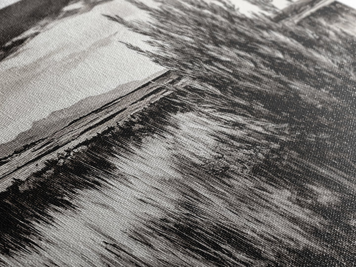 Black and White Landscape, Minimalist Canvas Print, Nature Wall Art, Rustic Country Scene, Neutral Home Decor, Living Room Art