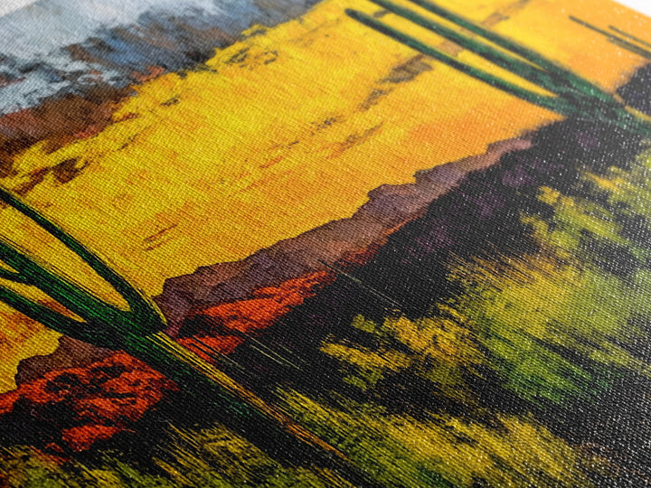 Desert Cactus, Western Sunset Art, Vibrant Landscape Canvas Print, Rustic Home Decor, Southwestern Wall Art, Office Art