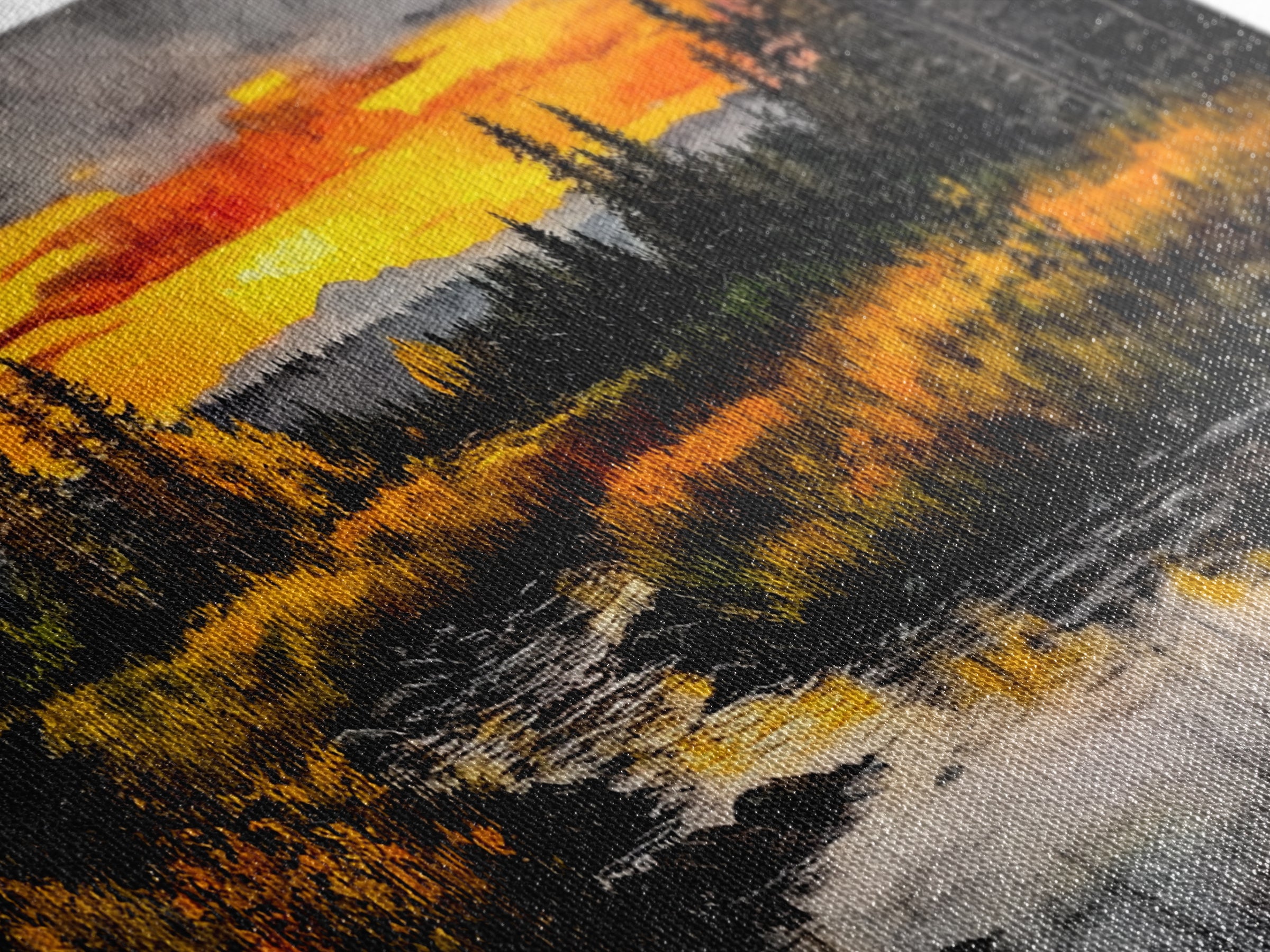 Autumn Sunset, River Landscape, Nature Art, Framed Canvas Print, Rustic Decor, Cabin Wall Art, Fall Wall Art, Living Room Art