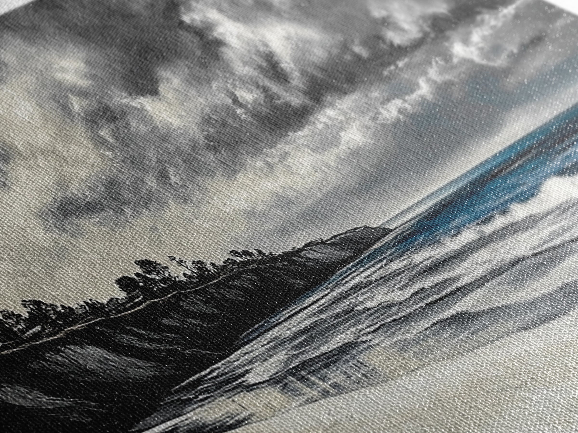 Moody Seascape, Stormy Ocean, Dramatic Sky, Beach Wall Art, Black and White Coastal Decor, Framed Canvas Print, Large Landscape Art