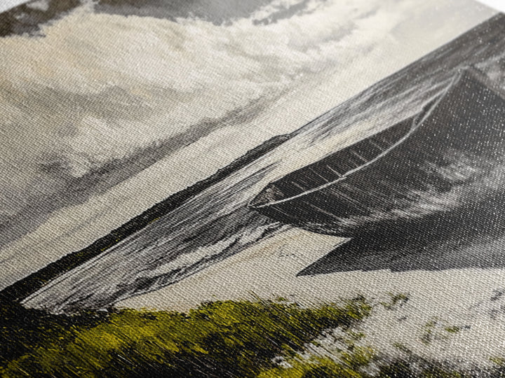 Abandoned Boat, Black White, Seaside Art, Framed Canvas Print, Rustic Beach Decor, Nautical Wall Art, Coastal Print, Office Decor