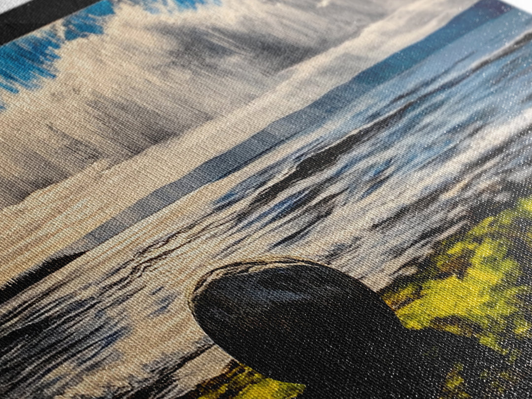 Coastal Rain, Ocean Reflection, Scenic Wall Art, Framed Canvas Print, Serene Nature Print, Landscape Decor, Bedroom Wall Art