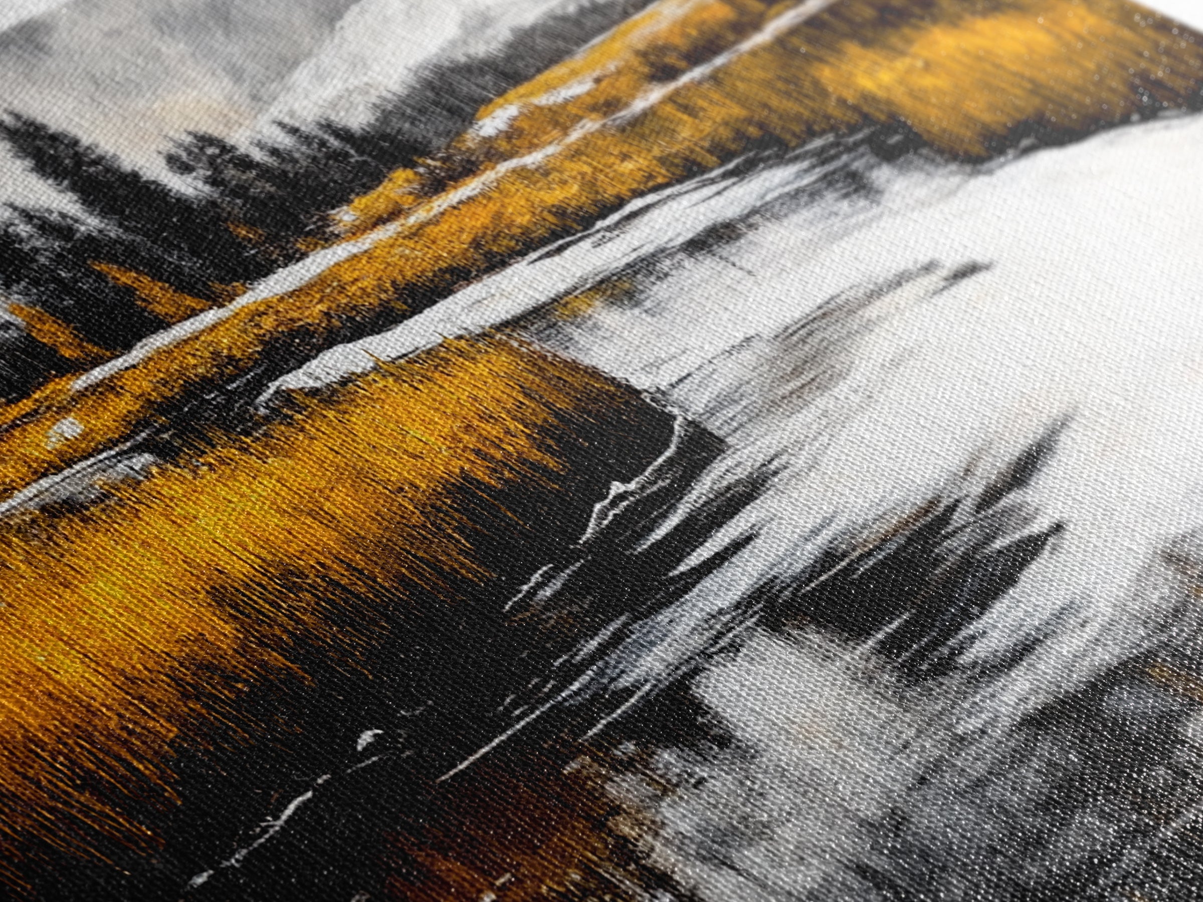 Autumn Landscape, Rustic River Scene, Golden Fields, Nature Wall Art, Farmhouse Style, Cabin Decor, Warm Tones, Framed Canvas Print