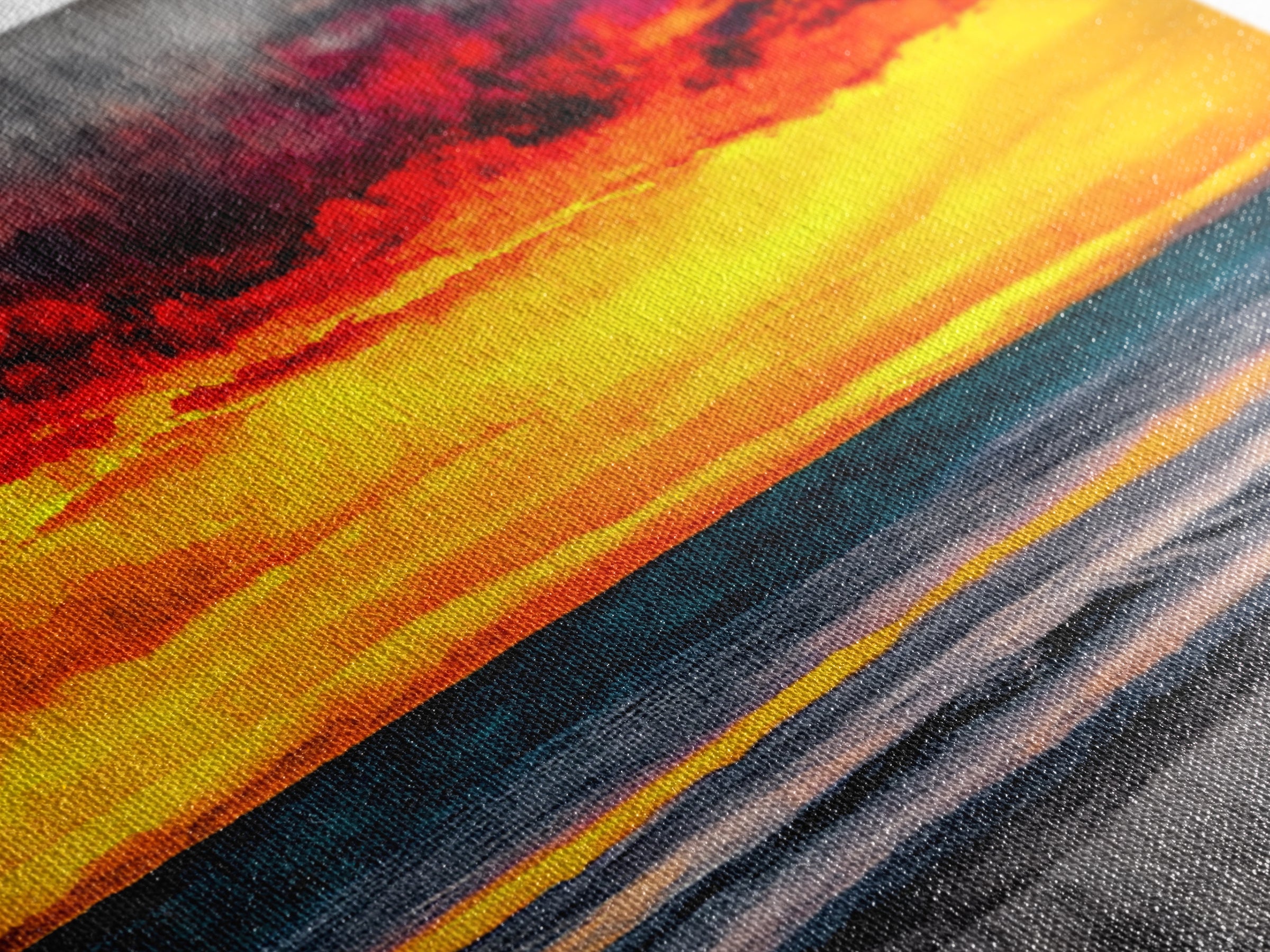 Sunset Beach, Ocean Art, Coastal Landscape, Modern Canvas Print, Boho Wall Art, Vibrant Seascape, Living Room Decor, Bold Art