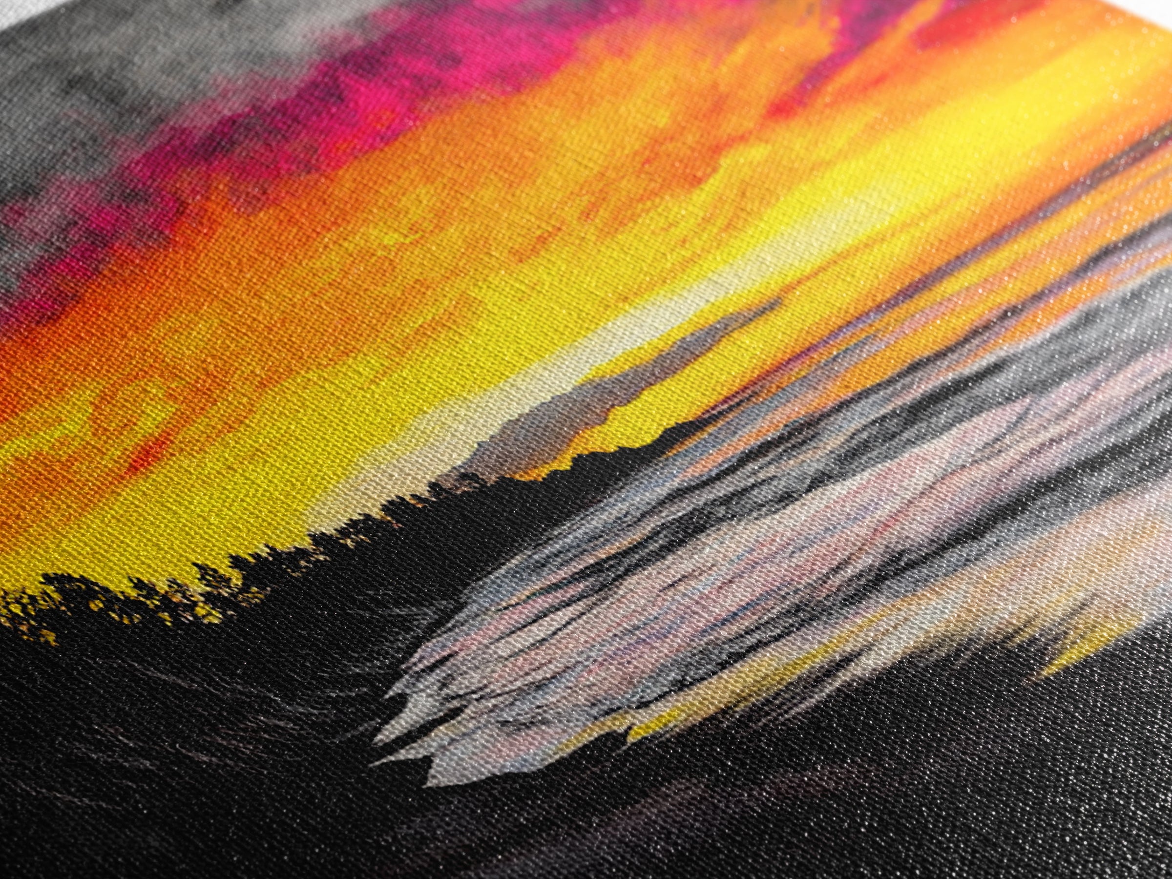 Beach Sunset, Coastal Art, Vibrant Seascape, Bold Canvas Print, Tropical Wall Art, Living Room Decor, Sunset Painting, Abstract Art