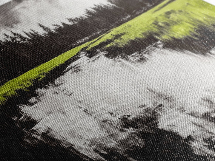 River Reflection, Nature Art, Moody Landscape, Modern Canvas Print, Green and Black, Office Wall Art, Minimalist Home Decor, Rustic Art