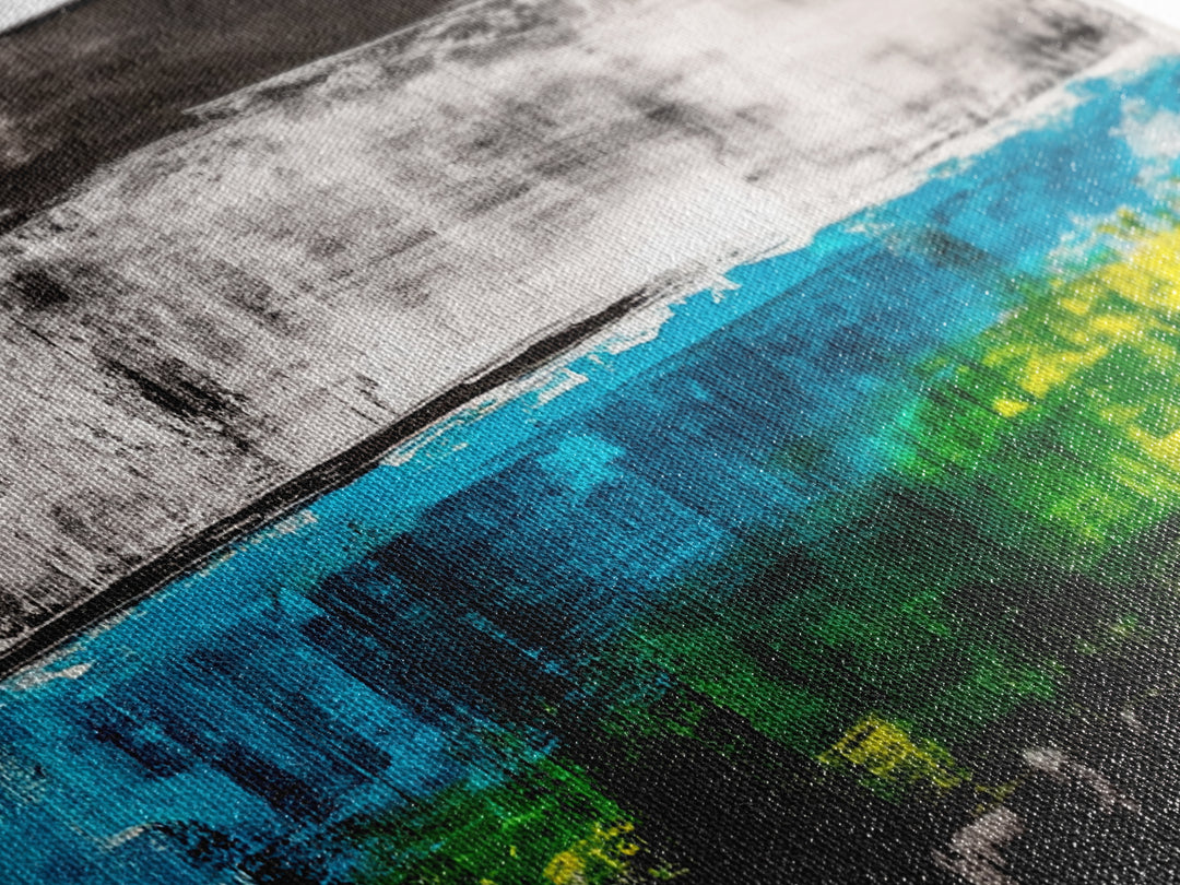 Abstract Ocean, Modern Art, Blue and Green, Coastal Canvas Print, Minimalist Waves, Contemporary Wall Art, Beach House Decor, Bold Art