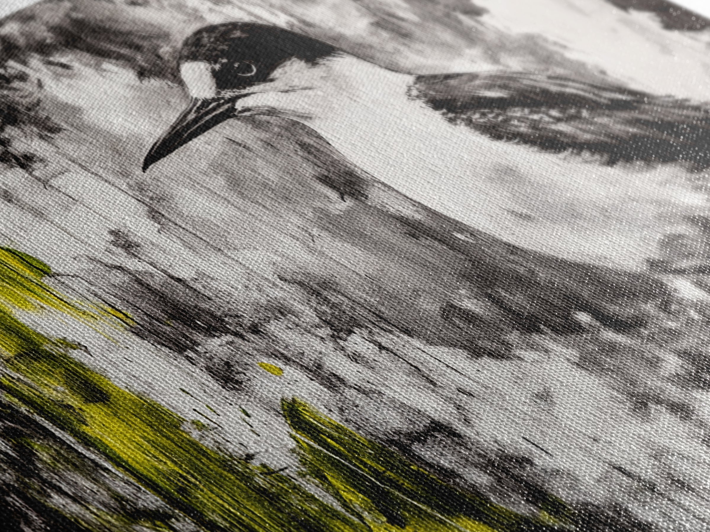 Black and White Bird, Modern Abstract, Minimalist Art, Canvas Print, Nature Wall Art, Office Wall Art, Boho Aesthetic Decor