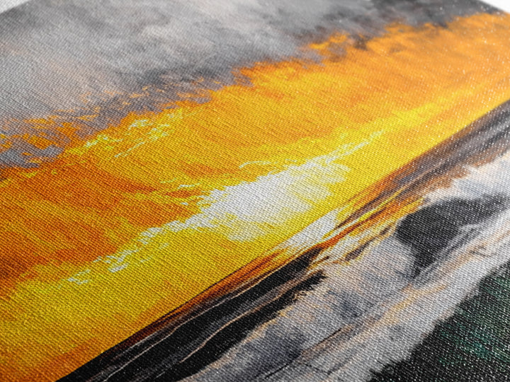 Ocean Sunset, Dramatic Clouds, Beach Waves, Framed Canvas Print, Coastal Wall Art, Living Room Art, Large Wall Decor