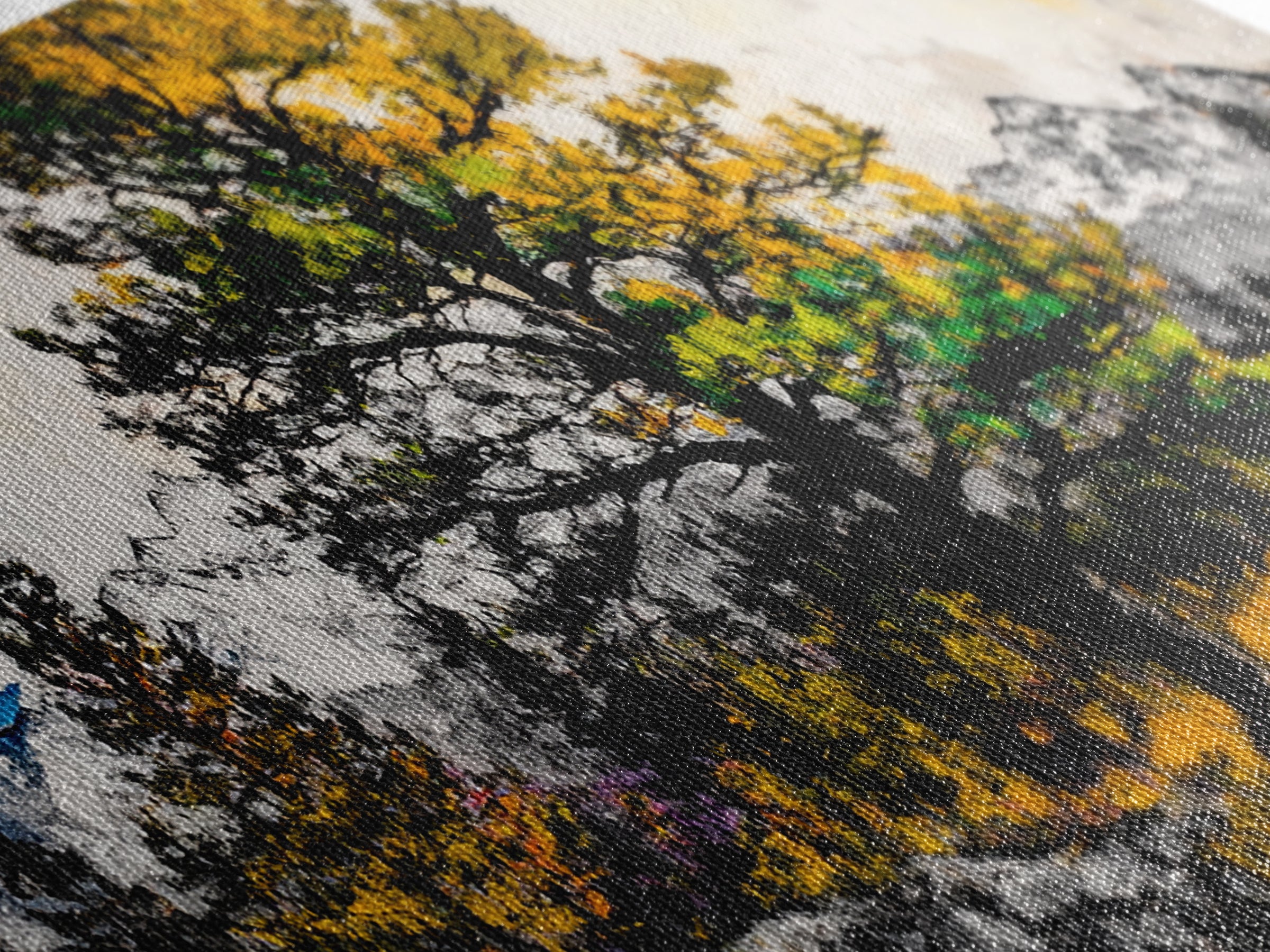 Autumn Tree Art, Mountain Landscape Painting, Fall Wall Decor, Nature Lover Gift, Framed Canvas Print, Rustic Cabin Home Accent