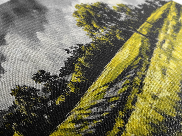 Rolling Hills Landscape, Peaceful Countryside Art, Green Field Painting, Rustic Home Decor, Framed Canvas Print, Serene Wall Accent