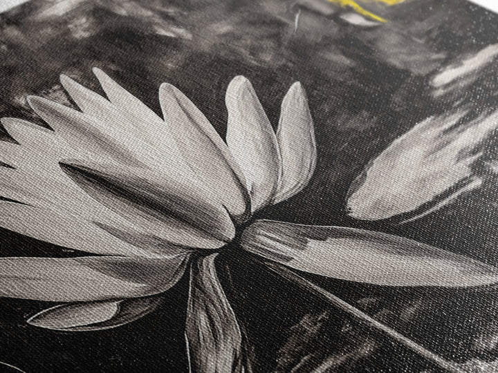 Lotus Flower, Black and White Botanical Art, Zen Wall Decor, Nature Painting, Minimalist Canvas Print, Bedroom Meditation Art