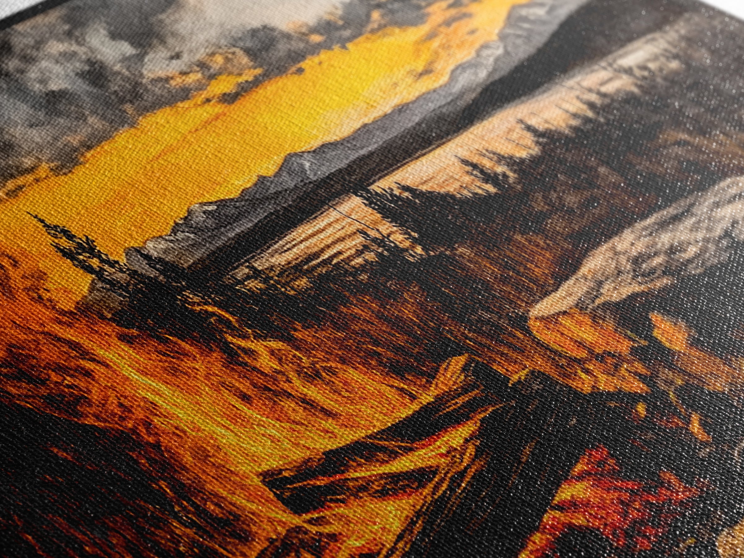 Campfire, Mountain Art, Sunset Landscape, Wilderness Print, Outdoor Wall Art, Adventure Home Decor, Cabin Wall Art, Framed Canvas Print