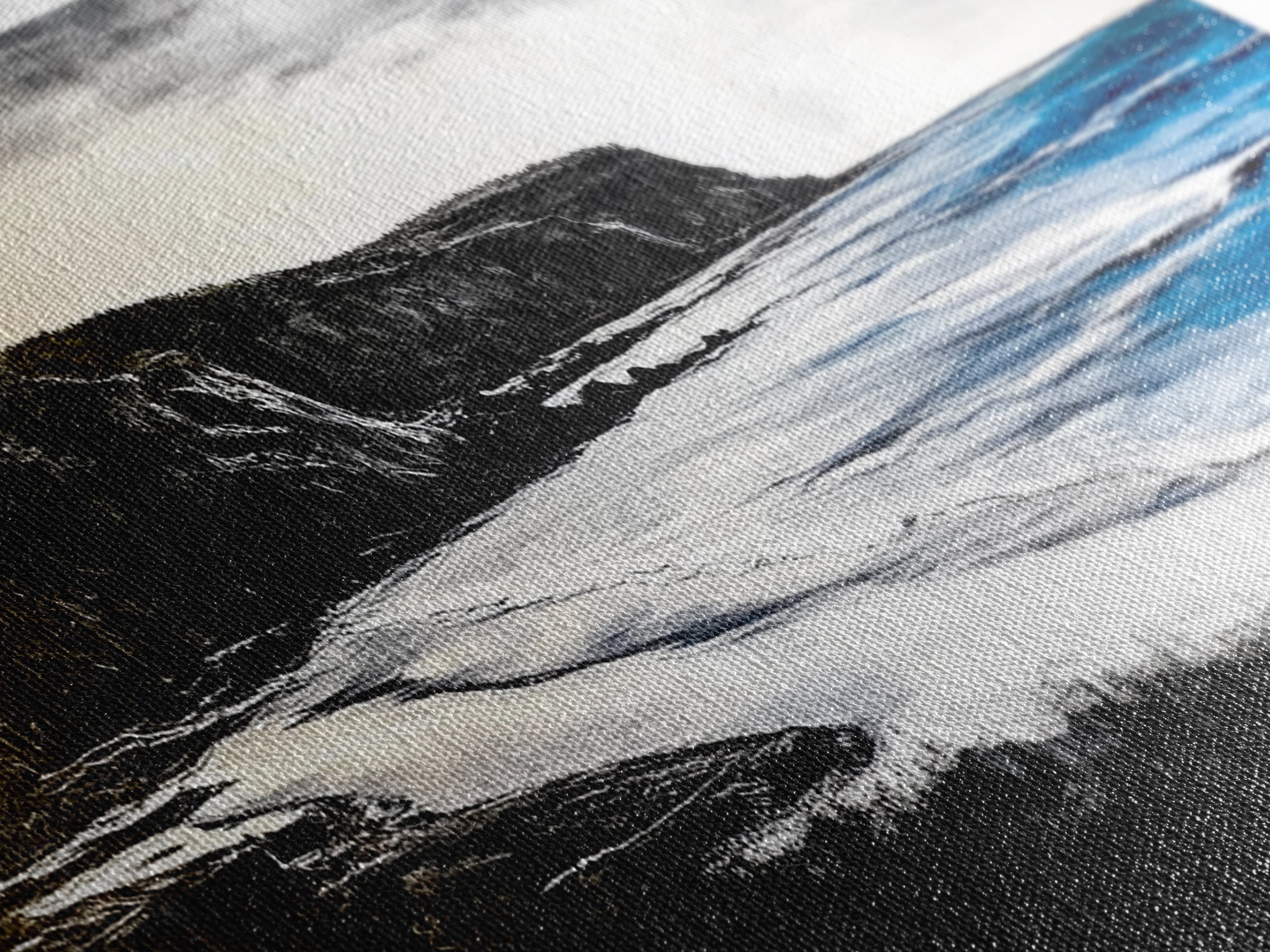 Cliffside Coast, Dramatic Seascape, Black and White Landscape, Ocean View, Modern Art, Living Room Decor, Framed Canvas Print, Coastal Home