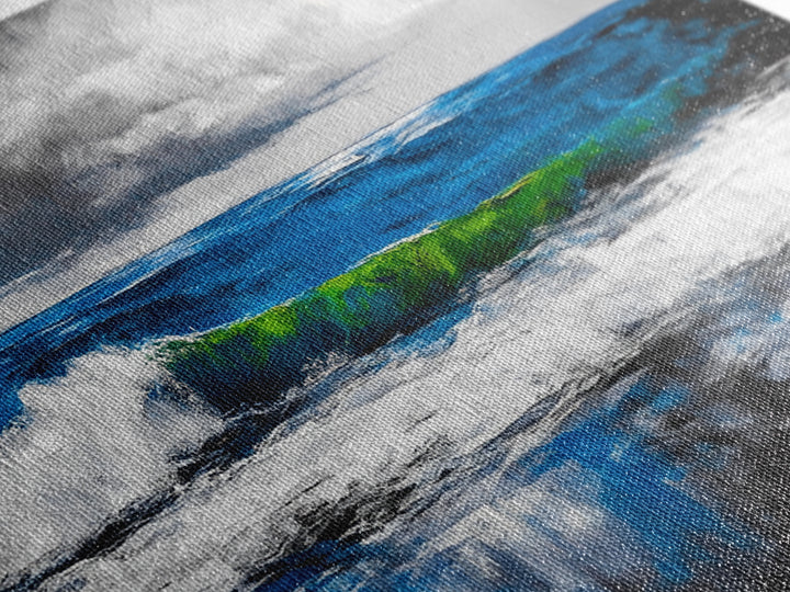 Blue Ocean, Stormy Seascape, Modern Coastal Art, Contemporary Painting, Large Beach Wall Art, Bedroom Decor, Framed Canvas Print, Gift Idea