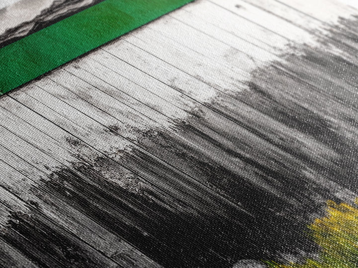 Rustic Fence, Green Landscape, Modern Country Art, Black and White with Color, Nature Inspired, Farmhouse Decor, Serene View, Canvas Print