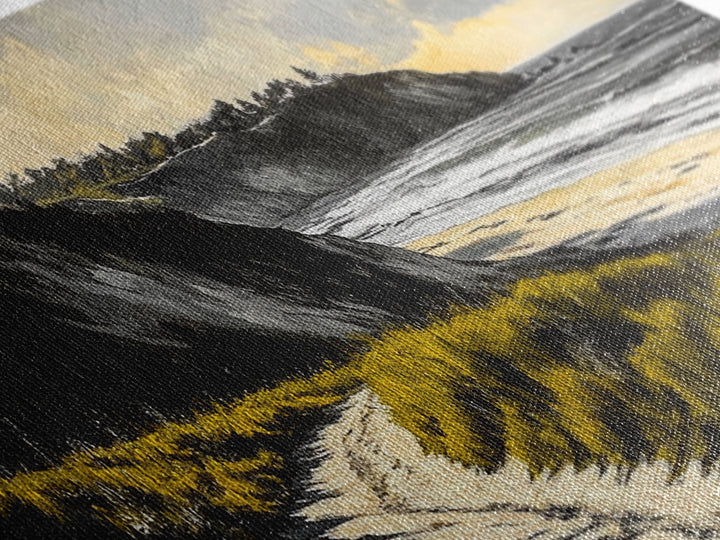 Coastal Path, Ocean View, Beach Sunset, Framed Canvas Print, Modern Wall Art, Landscape Painting, Living Room Art, Nautical Decor