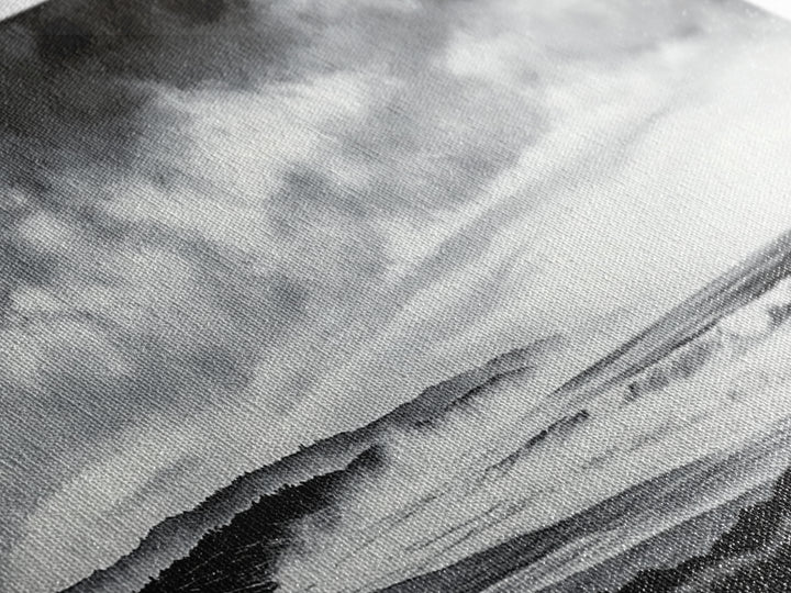 Black and White Beach, Moody Sky, Stormy Waves, Framed Canvas Print, Minimalist Wall Art, Modern Home Decor, Nautical Landscape