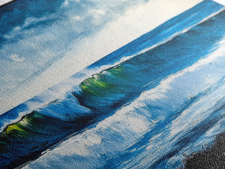 Rolling Waves, Deep Blue, Surf Art, Framed Canvas Print, Ocean Themed Decor, Beach House Art, Living Room Wall Art, Coastal Home Accent